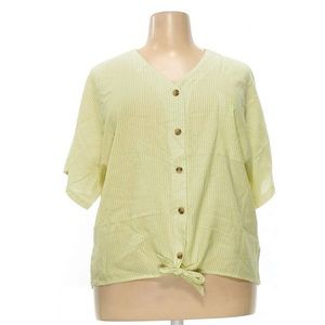 Yellow and white striped button down top